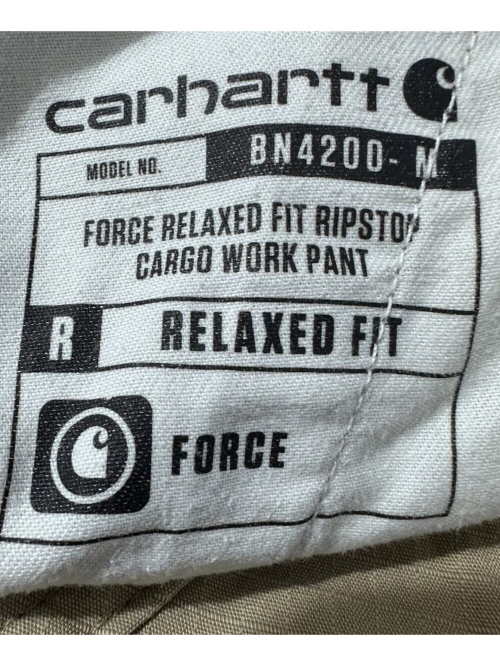 Carhartt Relaxed Fit Mens 42X34 Force Ripstop Cargo Work Pants Beige - Picture 5 of 6